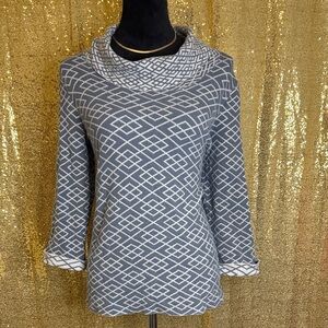 Anthropologie Moth Galena Cowled pullover Sweater Gray and White 25% alpaca